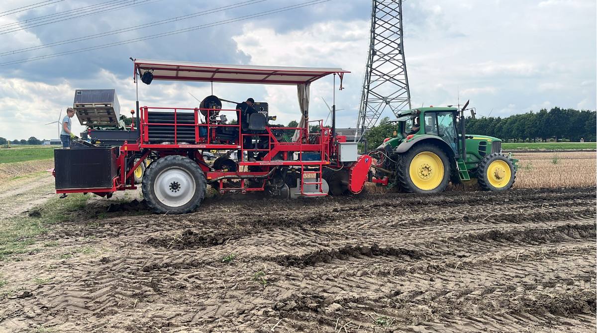 Medewerkers aan het werk op het veld